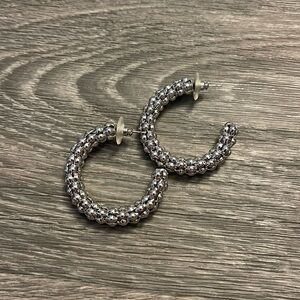 Silver Box Chain Hoops